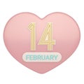 Valentine Heart 14 february icons and symbols. Isolated in white background. 3d illustration