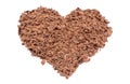 Valentine heart of grated chocolate on white background Royalty Free Stock Photo