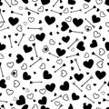Valentine heart love seamless pattern with arrows Royalty Free Stock Photo
