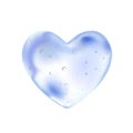 Valentine heart made of blue clear water. Liquid droplet and small bubbles. Transparent shape drop. Clean beautiful design. Vector