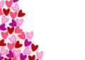 Valentine heart made of many small pink velvet hearts