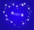 Valentine heart made of stars on blue background. Royalty Free Stock Photo