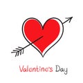 Valentine heart pierced arrow with text Royalty Free Stock Photo