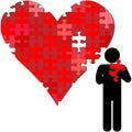 Valentine heart puzzle piece in arms of person