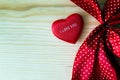 Valentine heart with red dotted ribbon Royalty Free Stock Photo