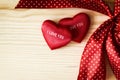 valentine heart with red dotted ribbon Royalty Free Stock Photo