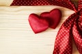 valentine heart with red dotted ribbon Royalty Free Stock Photo