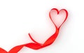 Valentine Heart. Red Silk Ribbon. Love Symbol .