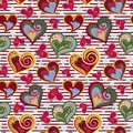 Valentine heart seamless background. Vector. Hand draw hearts, romantic pattern.