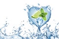 Valentine Heart from water splash mint, ice and lime Royalty Free Stock Photo