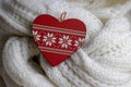 Valentine heart on a white scaf. Background for Valentines day greeting card, concept of romantic celebration.winter Royalty Free Stock Photo