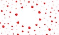 Valentine hearts background. Shiny flying red hearts. Valentine`s Day background