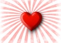 Valentine hearts background. Shiny realistic 3d Valentines red heart