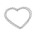 valentine hearts cards. hand drawn frame border template in minimalistic doodle style. monochrome.