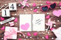 Valentine hearts with cube calendar Royalty Free Stock Photo