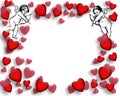 Valentine Hearts and Cupids Border Royalty Free Stock Photo