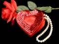 Valentine Hearts & Flowers on Black Royalty Free Stock Photo