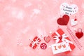 Valentine hearts with gift boxes Royalty Free Stock Photo