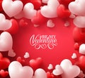 Valentine Hearts in Red Background with Happy Valentines Day Greetings Royalty Free Stock Photo