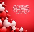 Valentine Hearts in Red Background with Happy Valentines Day Greetings Royalty Free Stock Photo