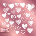 Valentine hearts on rose gold background Royalty Free Stock Photo