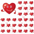 Valentine hearts, smileys, set