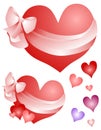 Valentine Hearts Wrapped in Bows Clip Art