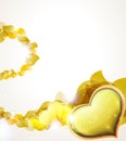 Valentine hearts and yellow petals