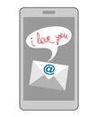 Love confession I love you a email on mobile phone Royalty Free Stock Photo
