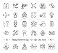 Valentine icon set, flat design line thin style, love symbols Royalty Free Stock Photo