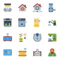 Home automation icons set 2, Smart home flat icon. Royalty Free Stock Photo
