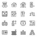 Home automation icons set 2, Smart home line icons.