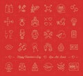 Valentine icon set, love symbols, flat design line thin style Royalty Free Stock Photo