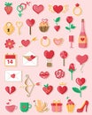 Valentine icons in a flat style Royalty Free Stock Photo