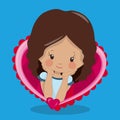 Valentine Kids Girl Brown Curle Heart 01 Royalty Free Stock Photo