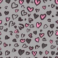 Valentine Leopard or cheetah seamless pattern. Trendy animal print. Spotted jaguar fur heart shaped. Vector background for textile Royalty Free Stock Photo