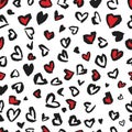 Valentine Leopard or cheetah seamless pattern. Trendy animal print. Spotted red and dark gray hearts imitate jaguar skin. Vector Royalty Free Stock Photo