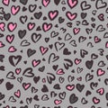 Valentine Leopard or jaguar seamless pattern. Trendy animal print. Spotted cheetah fur heart shaped. Vector background for fabric