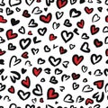 Valentine Leopard or jaguar seamless pattern. Trendy animal print. Spotted red and dark gray hearts imitate cheetah fur. Vector Royalty Free Stock Photo