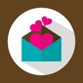 Valentine letter, flat icon with long shadow, vector Royalty Free Stock Photo