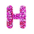 Valentine letter H - Upper-case 3d heart font - suitable for Valentine`s day, romantism or passion related subjects