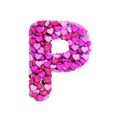 Valentine letter P - Upper-case 3d heart font - suitable for Valentine`s day, romantism or passion related subjects