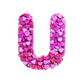 Valentine letter U - Capital 3d heart font - suitable for Valentine`s day, romantism or passion related subjects