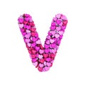 Valentine letter V - Upper-case 3d heart font - suitable for Valentine`s day, romantism or passion related subjects