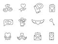 valentine line icon set. heart, love greeting and romantic symbols. valentines day vector design Royalty Free Stock Photo