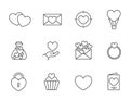 valentine line icon set. heart, love and romantic symbols. illustrations for valentines day design Royalty Free Stock Photo