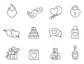 valentine line icon set. love, gift and romantic symbols. images for valentines day design Royalty Free Stock Photo