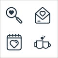 valentine line icons. linear set. quality vector line set such as cup, calendary, mail