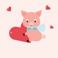 Valentine little pig angel