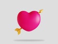 Valentine love arrow 3d render illustration isolated Royalty Free Stock Photo